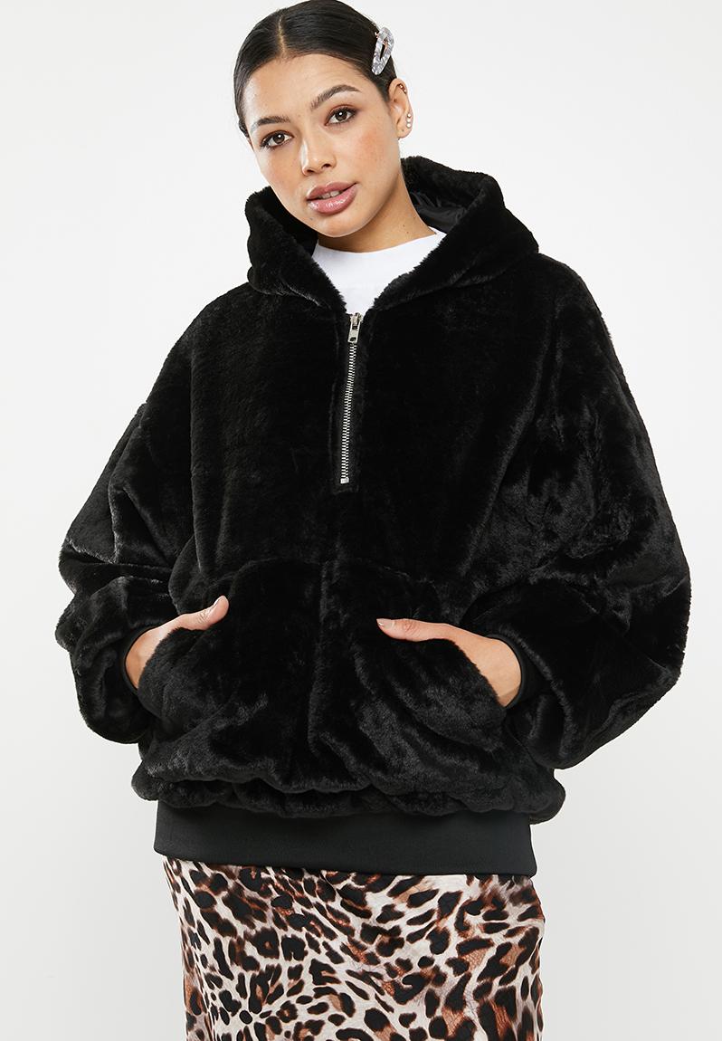 Zip through hooded coat - black Missguided Coats | Superbalist.com