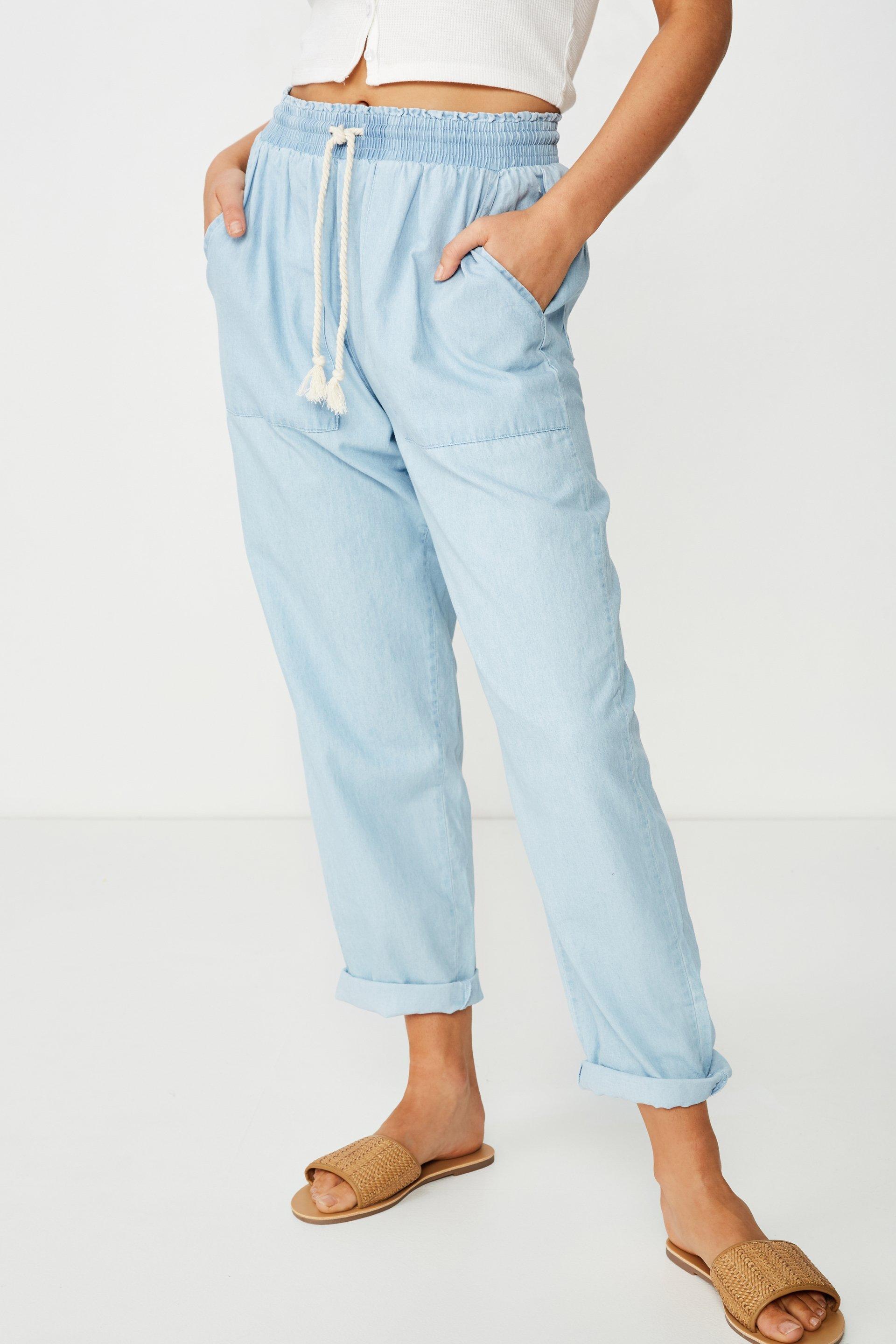 light blue cotton pants