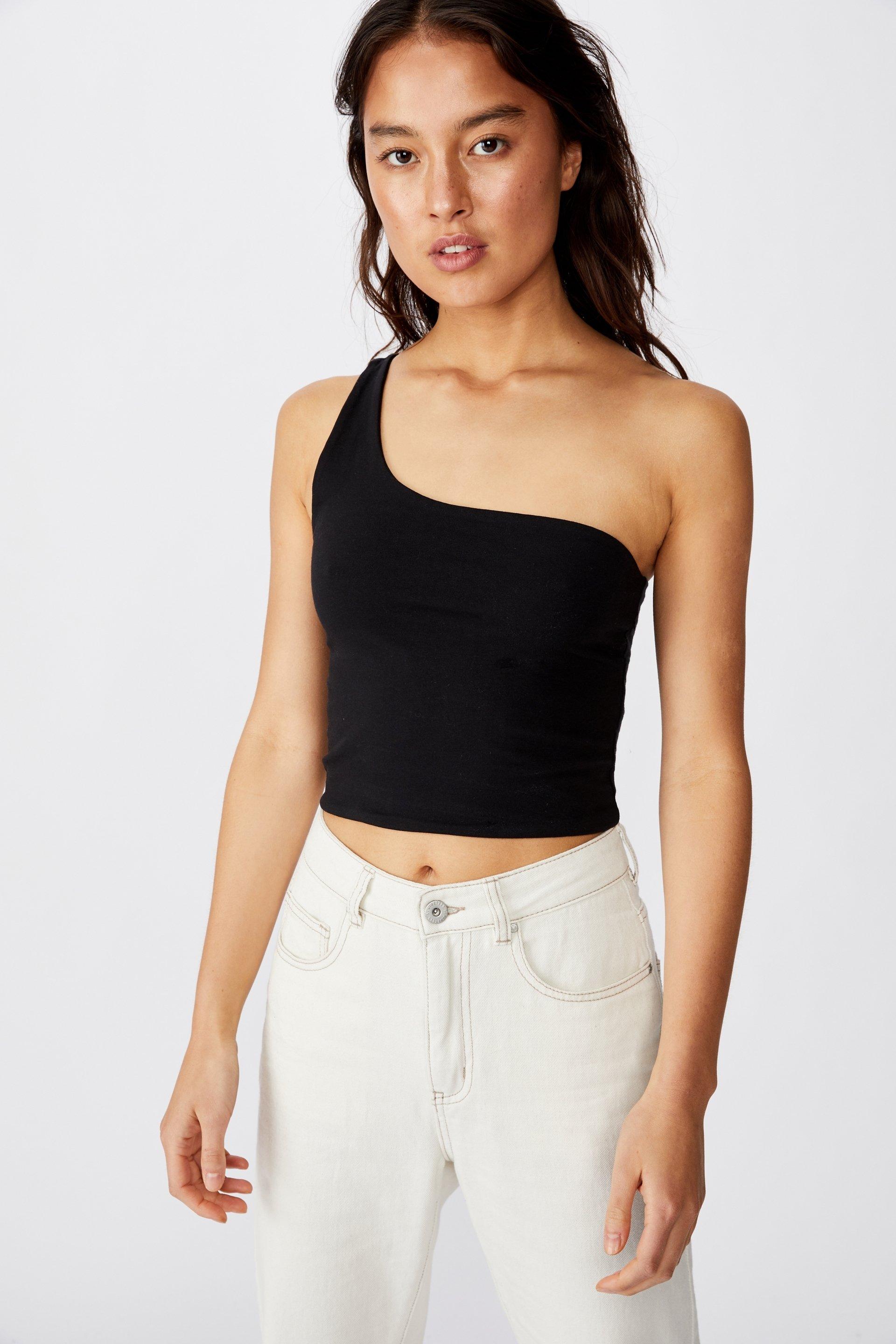 One shoulder sleevelss top - black Cotton On T-Shirts, Vests & Camis ...