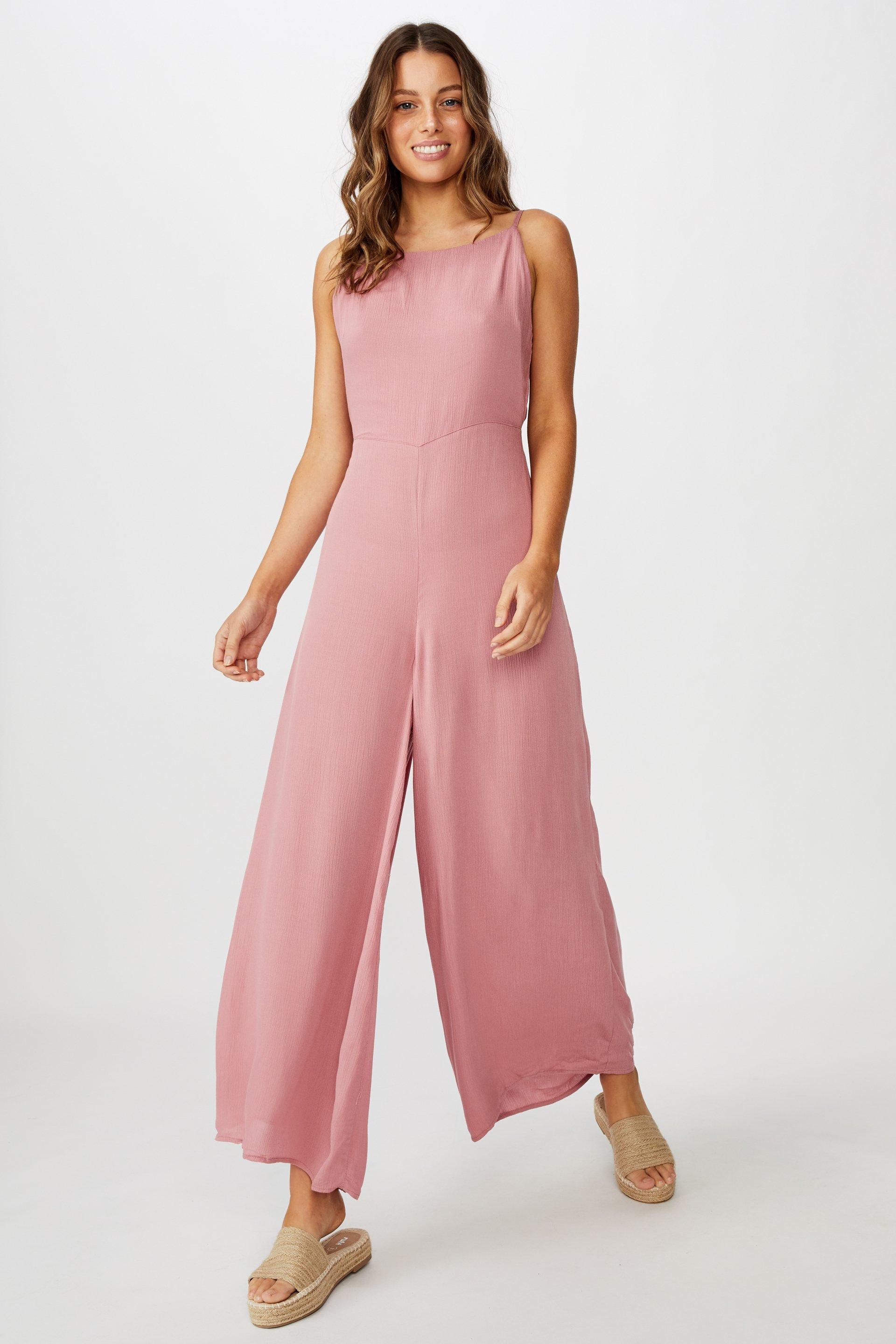 Woven rosie tie back jumpsuit - pink Cotton On Jumpsuits & Playsuits ...