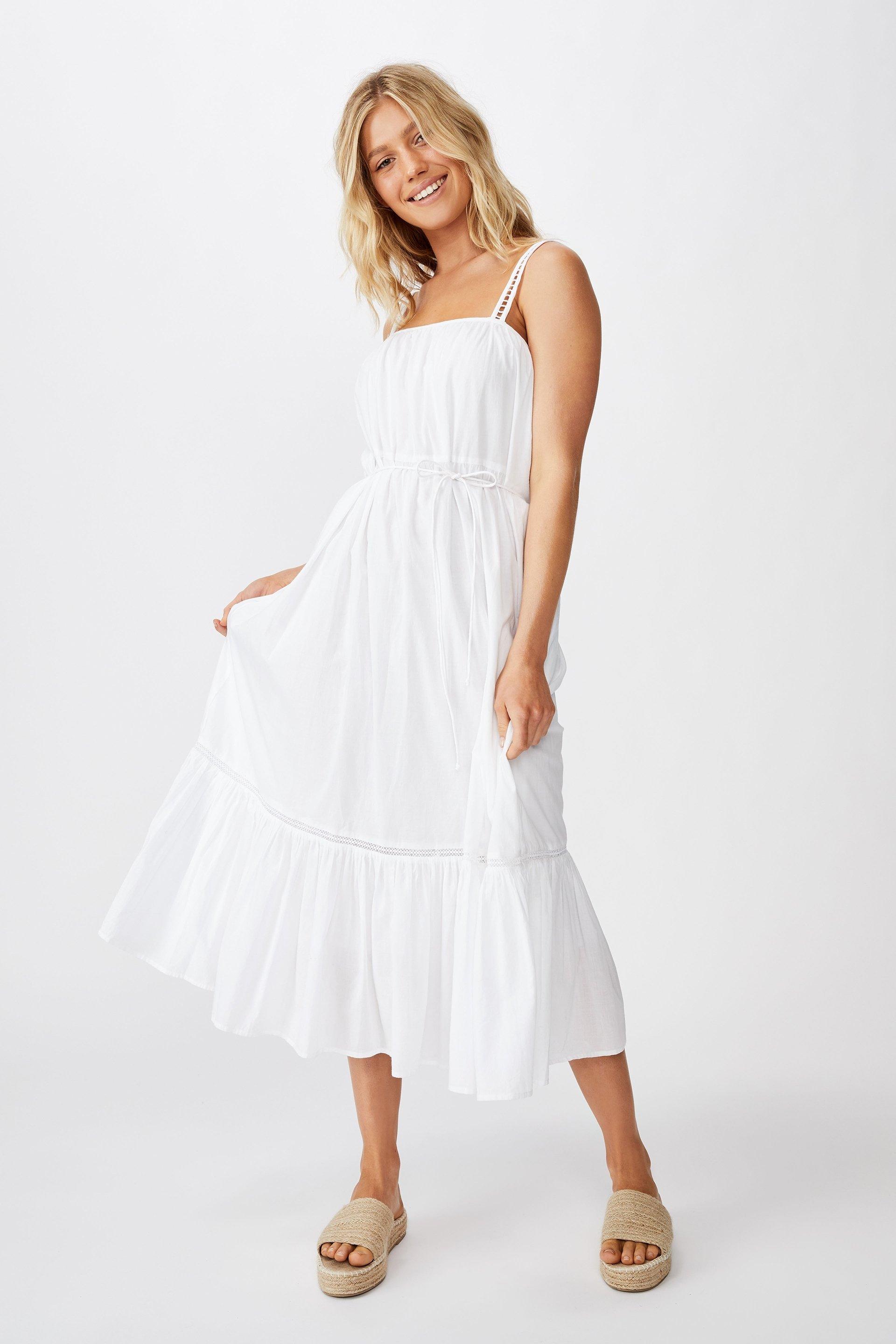 Woven meadow tiered midi dress - white Cotton On Casual | Superbalist.com