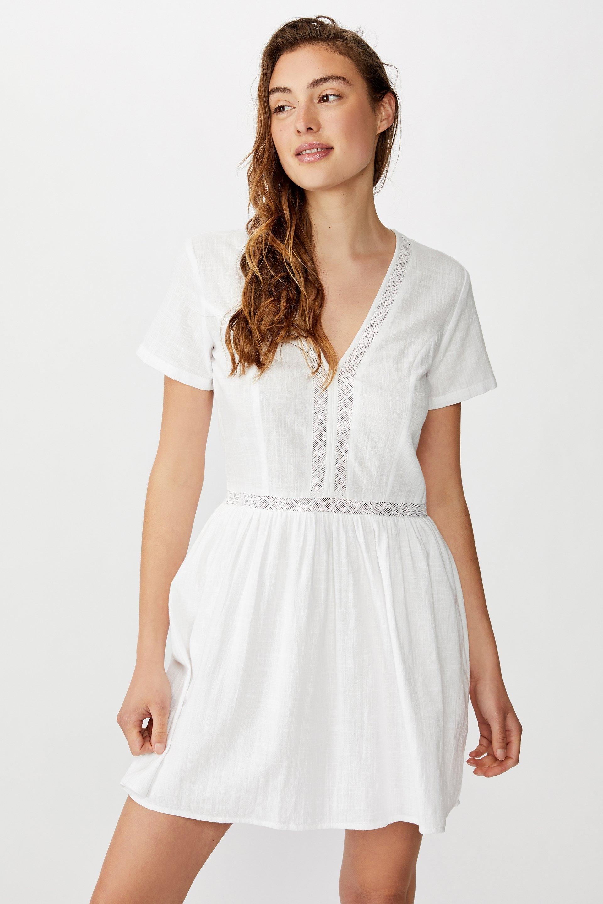 Woven harlow short sleeve mini dress - white Cotton On Casual ...