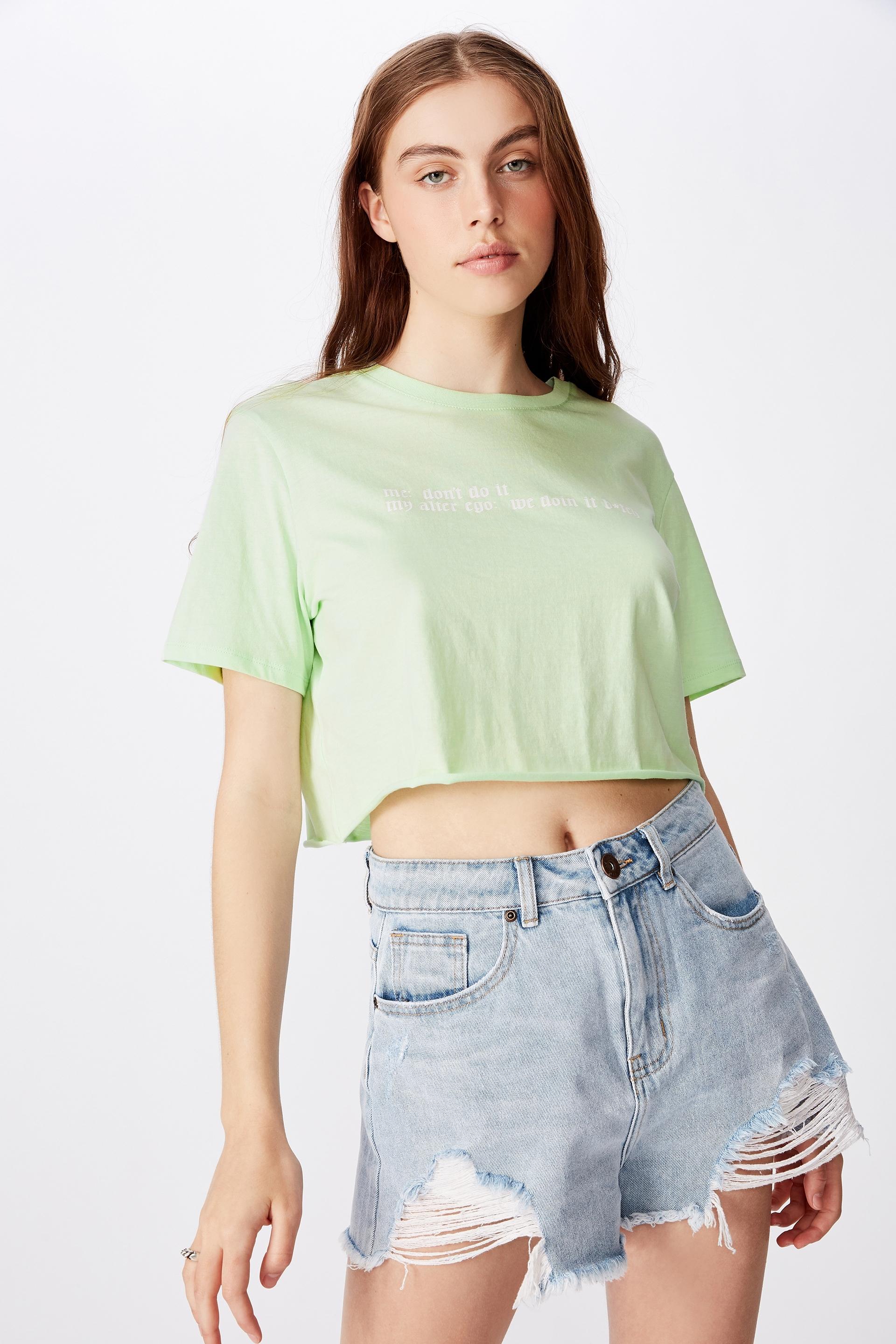 Local Girl Graphic Cropped Tee - Arch Jade