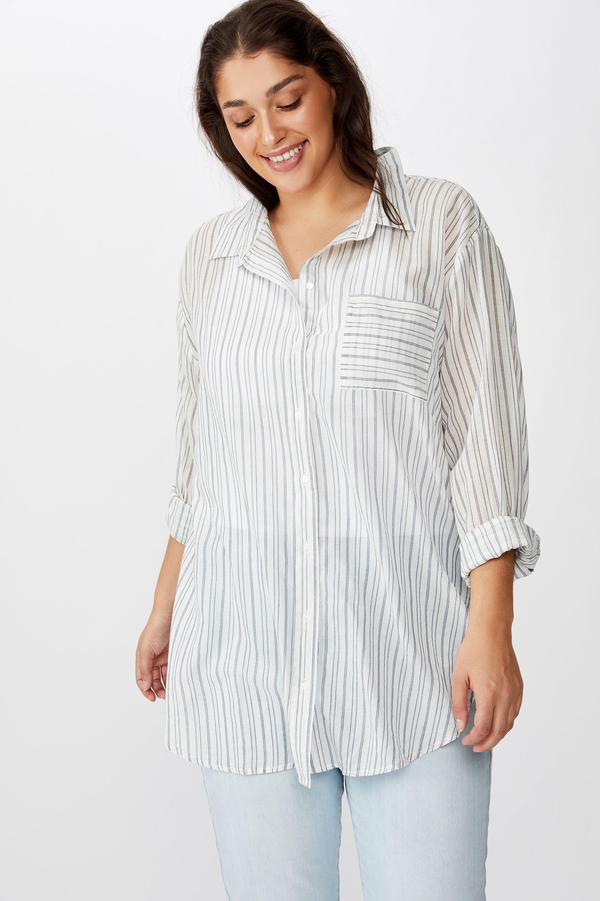 Curve savannah oversized angie stripe - indigo Cotton On Tops ...