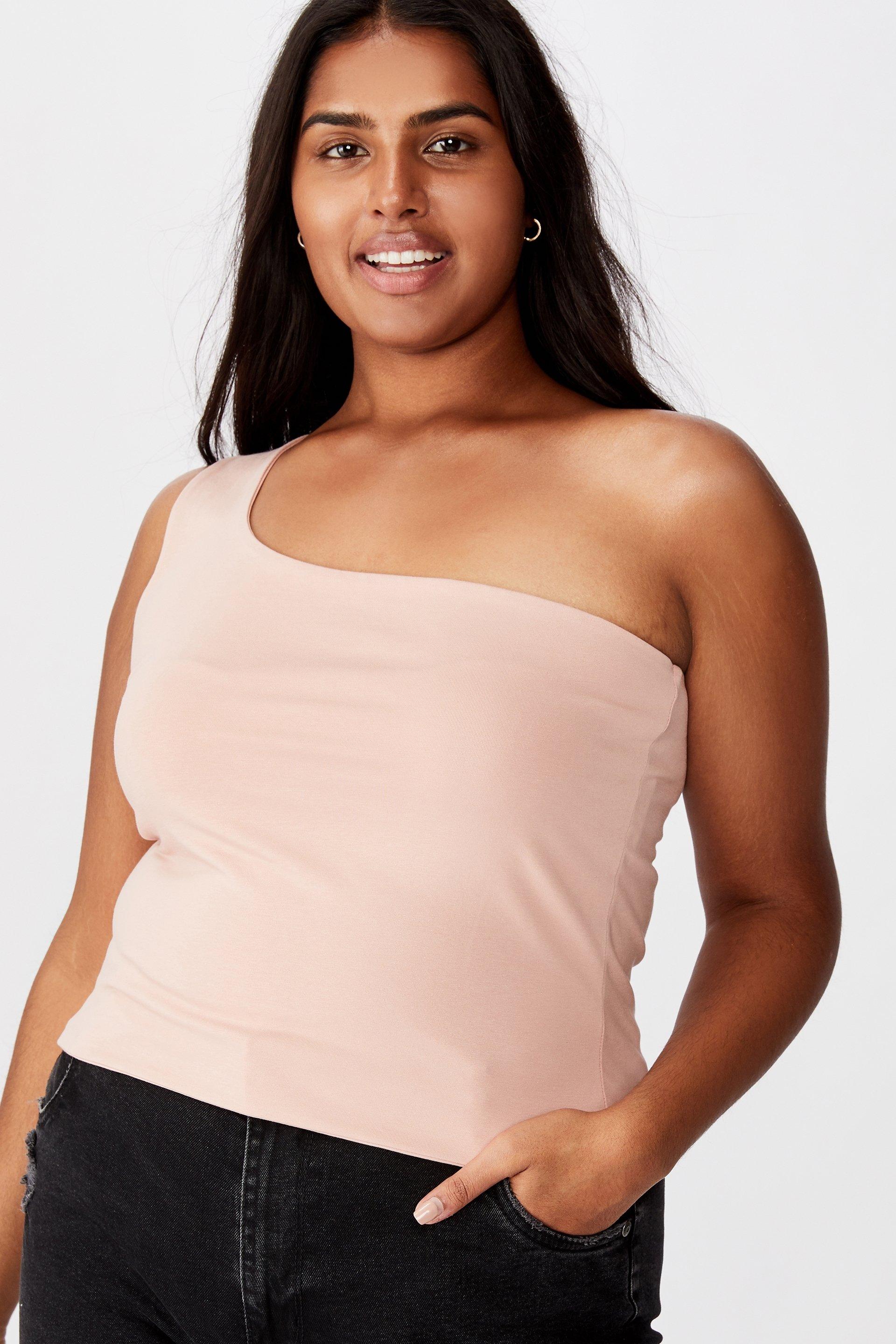 Curve one shoulder sleeveless top misty rose Cotton On Tops