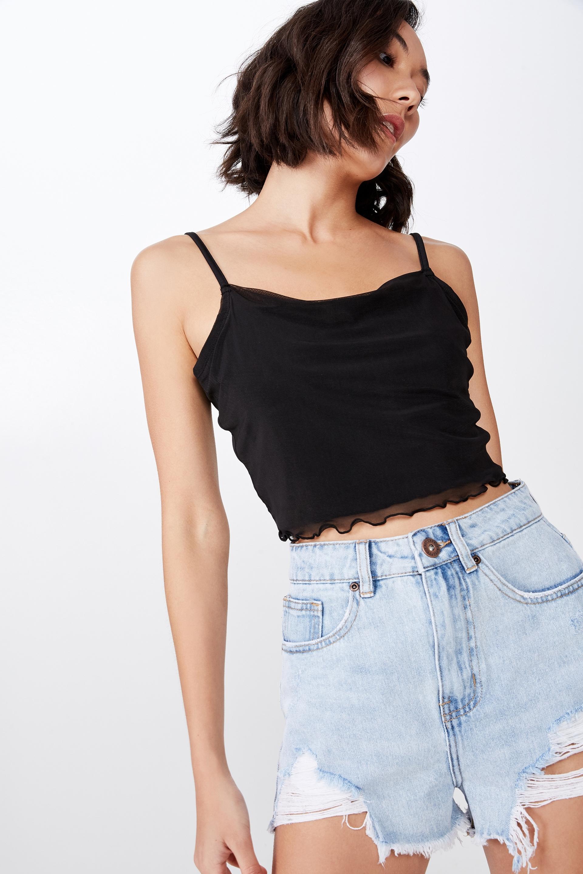 Mesh crop cami - black Factorie T-Shirts, Vests & Camis | Superbalist.com