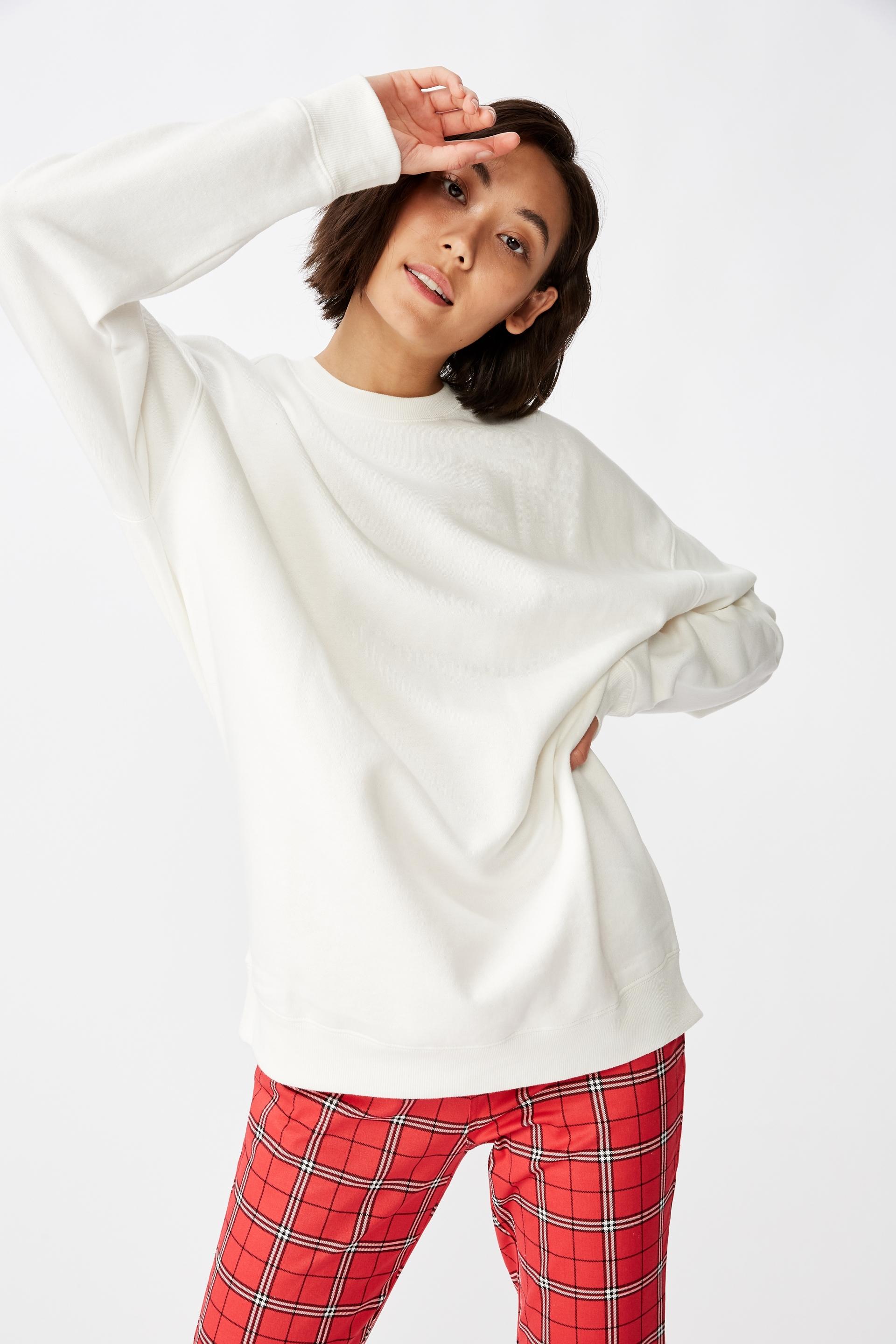 Download Oversized crew neck sweater - white Factorie Hoodies ...