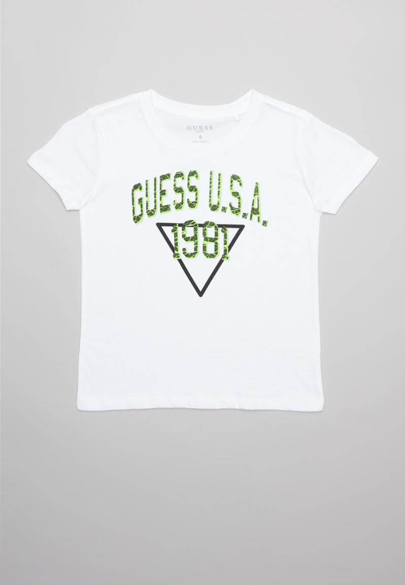 Short sleeve guess usa 1981 tee - white GUESS Tops | Superbalist.com
