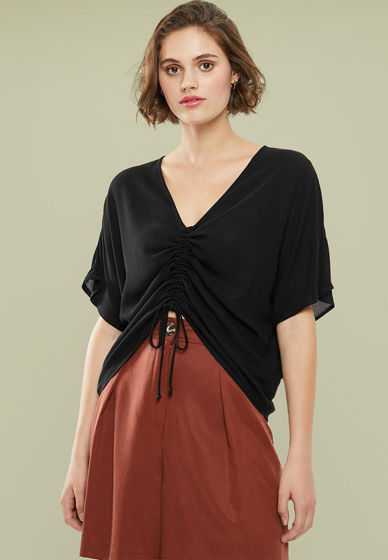 Drawcord shell blouse - black Superbalist Blouses | Superbalist.com