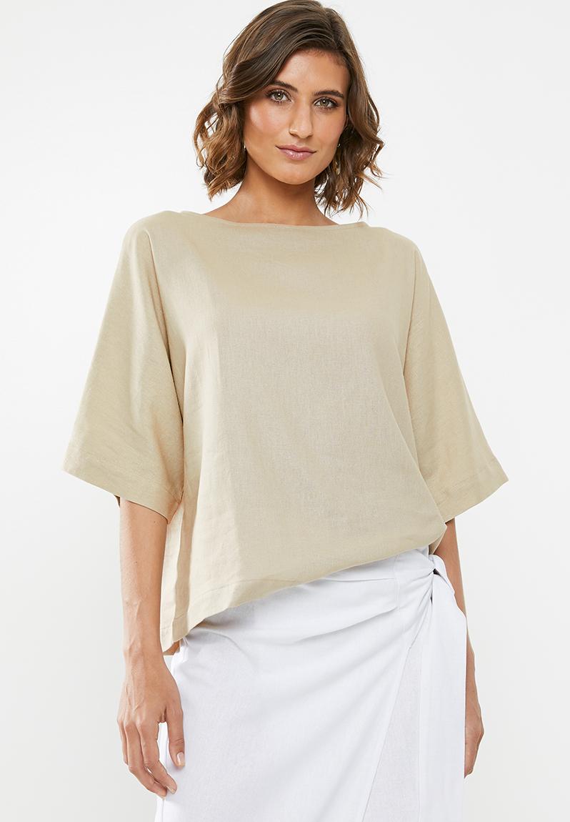 Boxy linen top - neutral edit Blouses | Superbalist.com