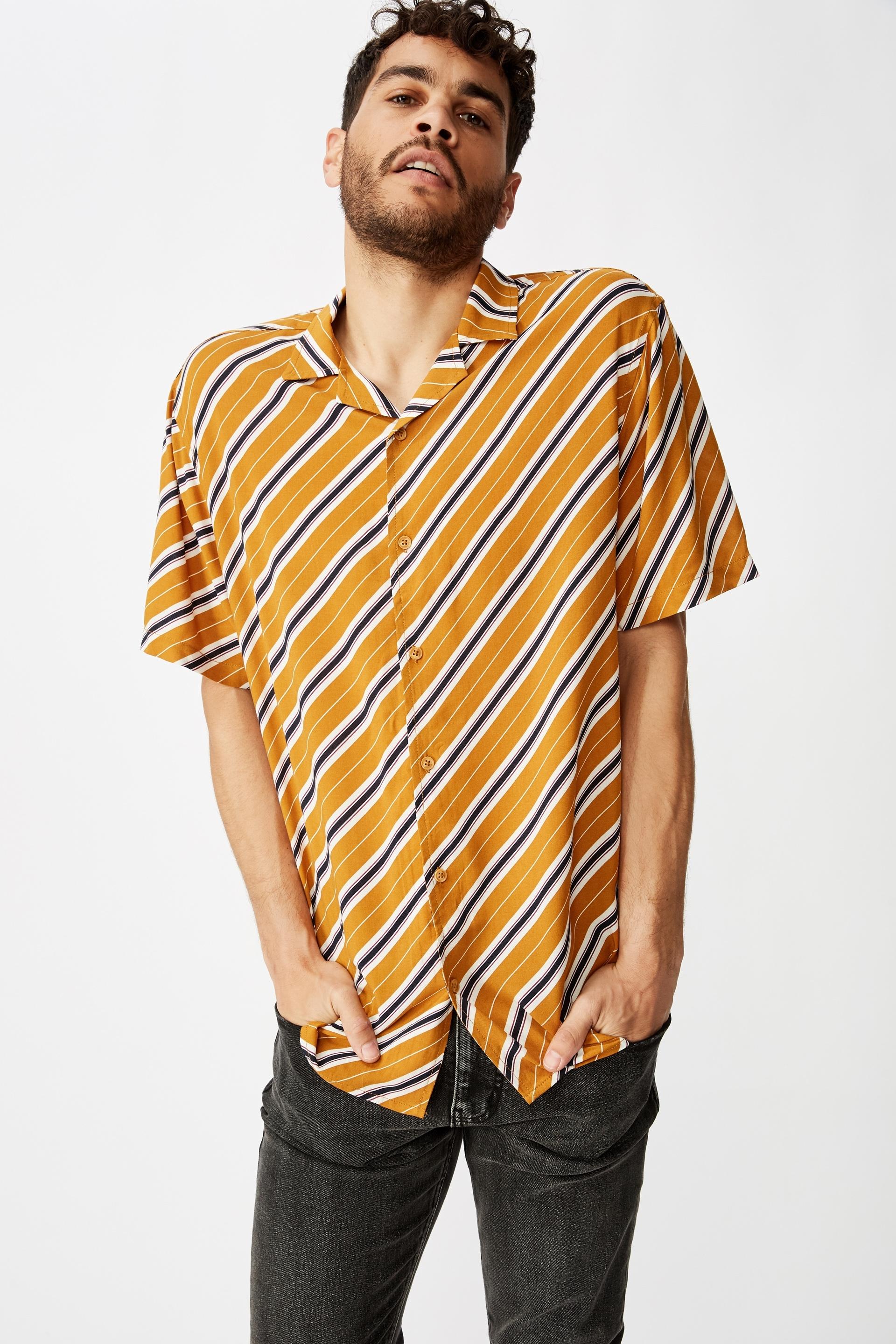 Festival short sleeve shirt - mustard angled stripe Cotton On Shirts ...