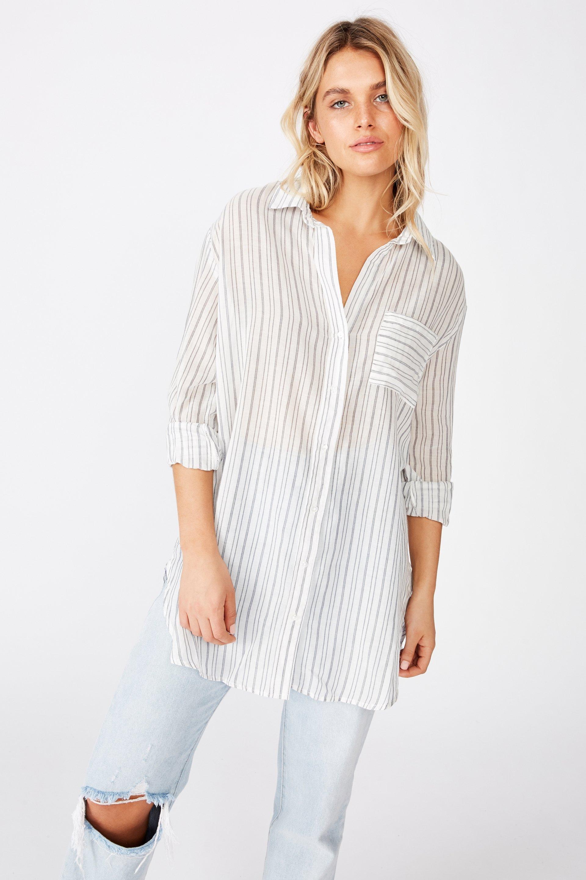 Savannah oversized resort shirt - angie stripes mood indigo Cotton On ...