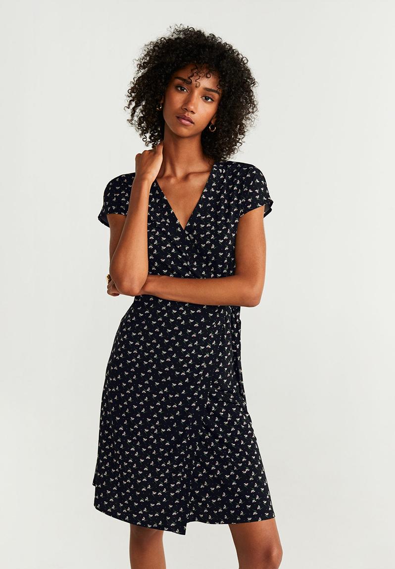 Wrap dress - black/white MANGO Casual | Superbalist.com