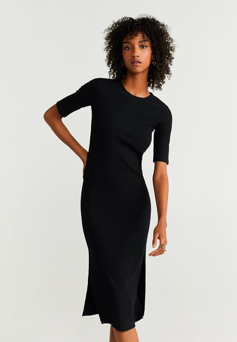 midi black casual dress