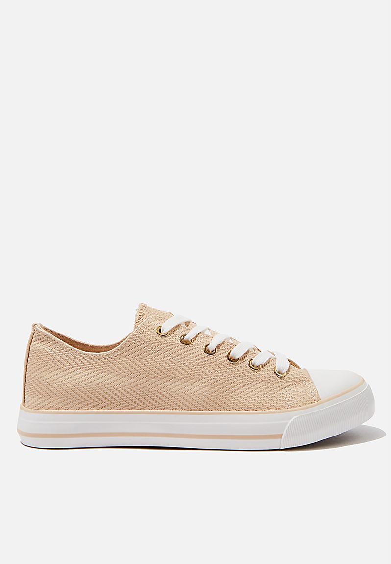 Jodi low rise sneaker 1 - camel woven texture