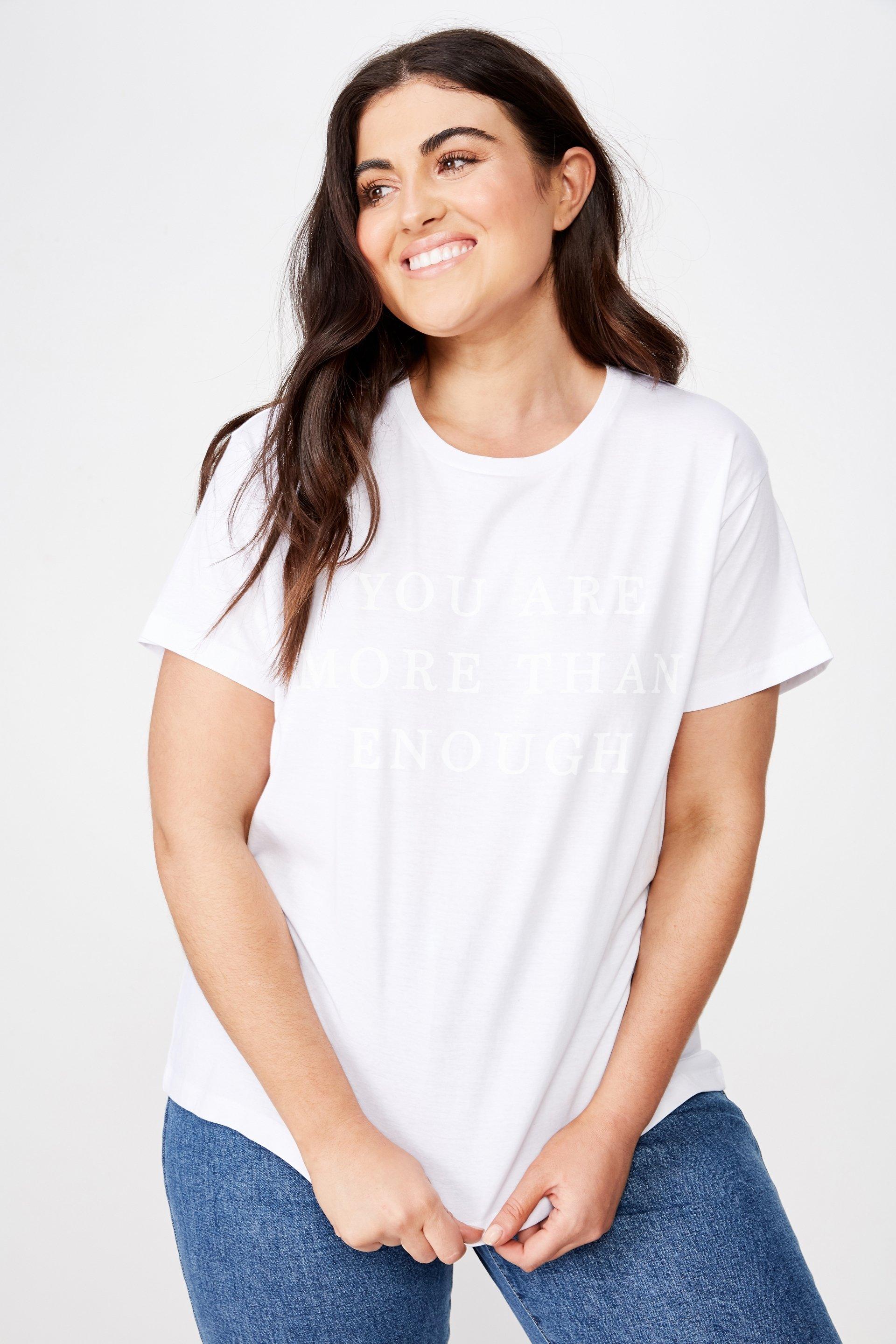 Curve graphic tee you are more than enough - white Cotton On Tops ...
