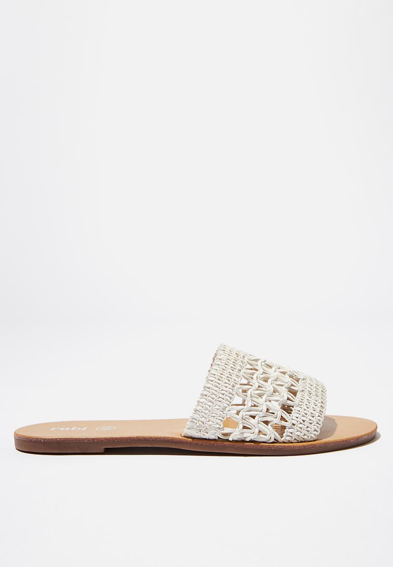 Carrie minimal slide - white woven pu Cotton On Sandals & Flip Flops ...