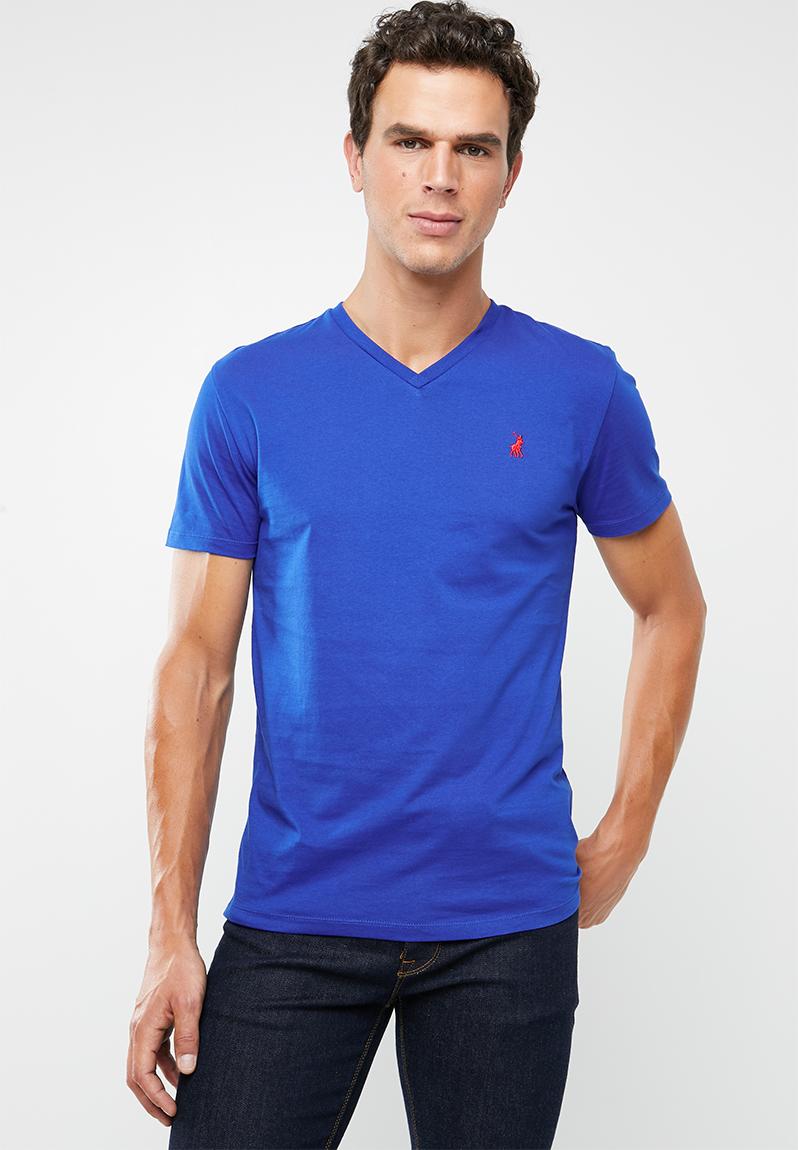 Michael plain V-neck short sleeve T-shirt - Cobalt POLO T-Shirts ...