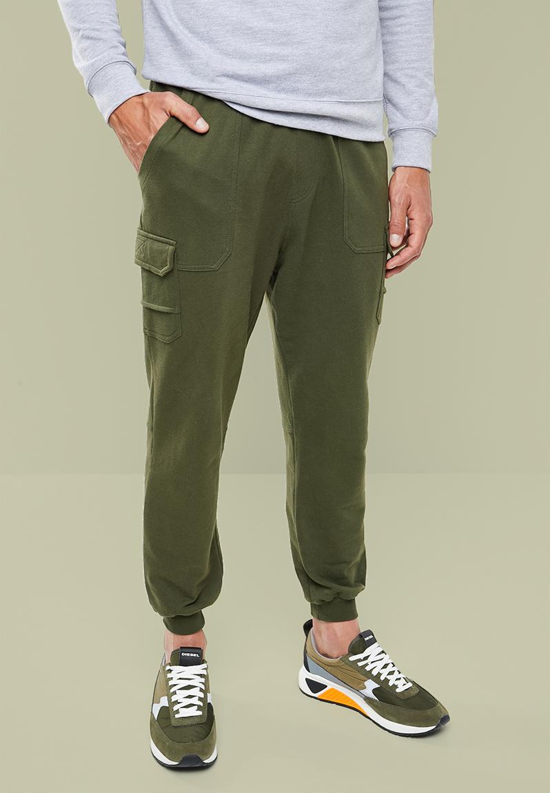 Tapered utility sweatpants - khaki Superbalist Pants & Chinos ...