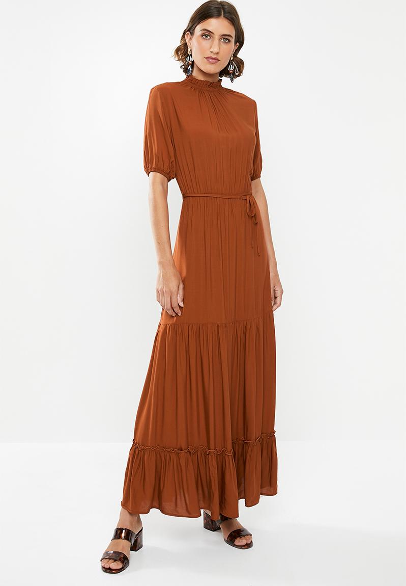 Tiered Peasant Dress Rust Edit Casual