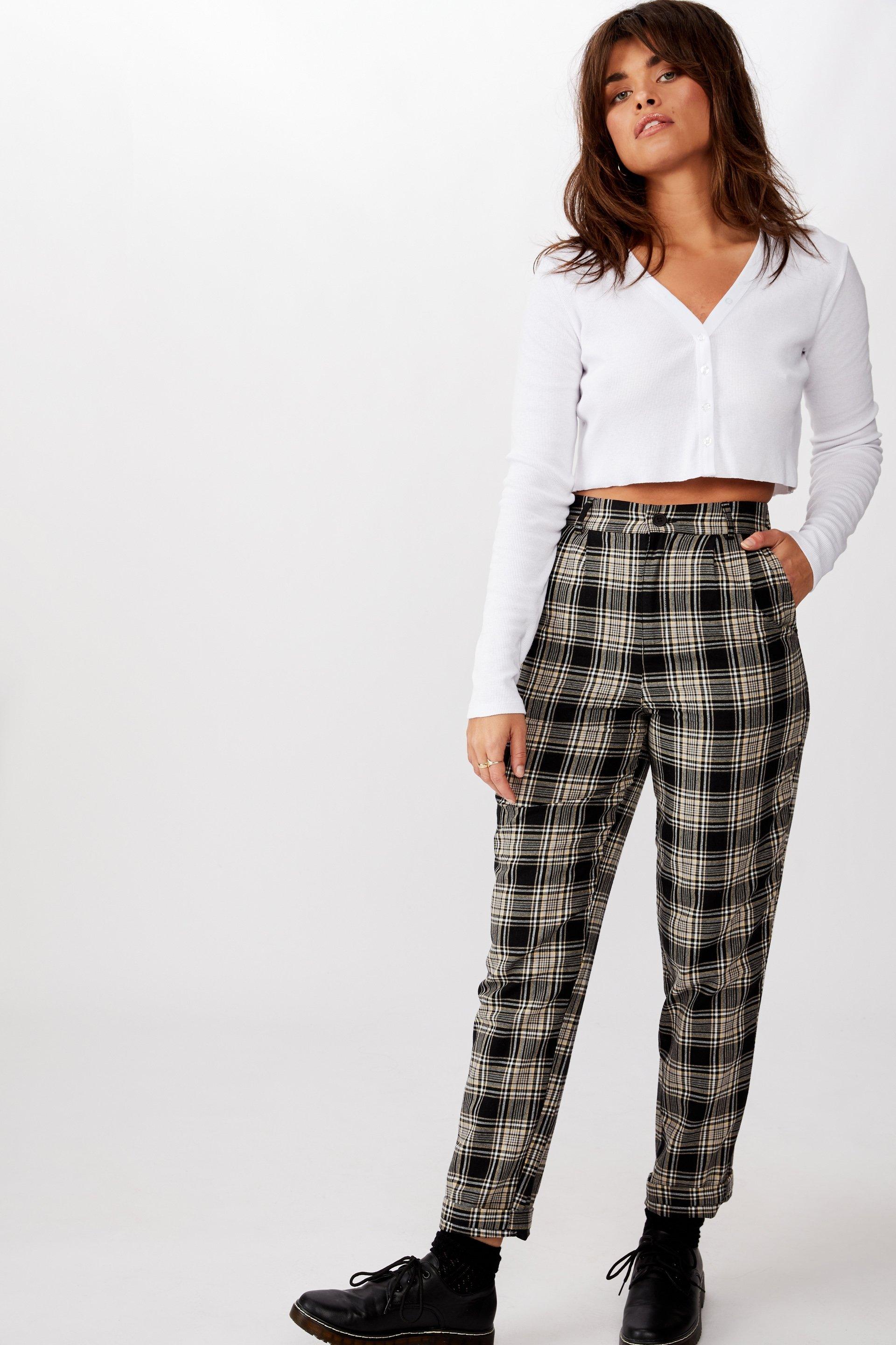 Tapered leg check pants blake check - neutral Factorie Trousers ...