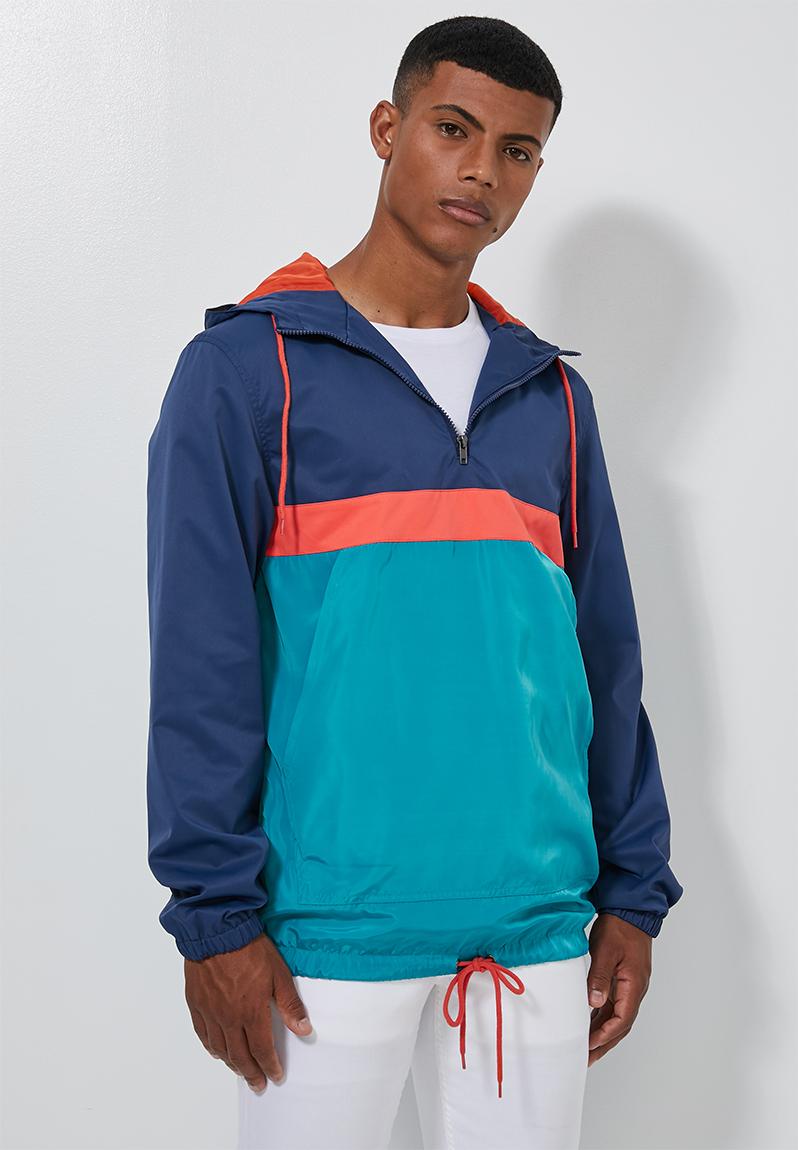 Colour-blocked half-zip anorak - navy/orange/teal Superbalist Jackets ...