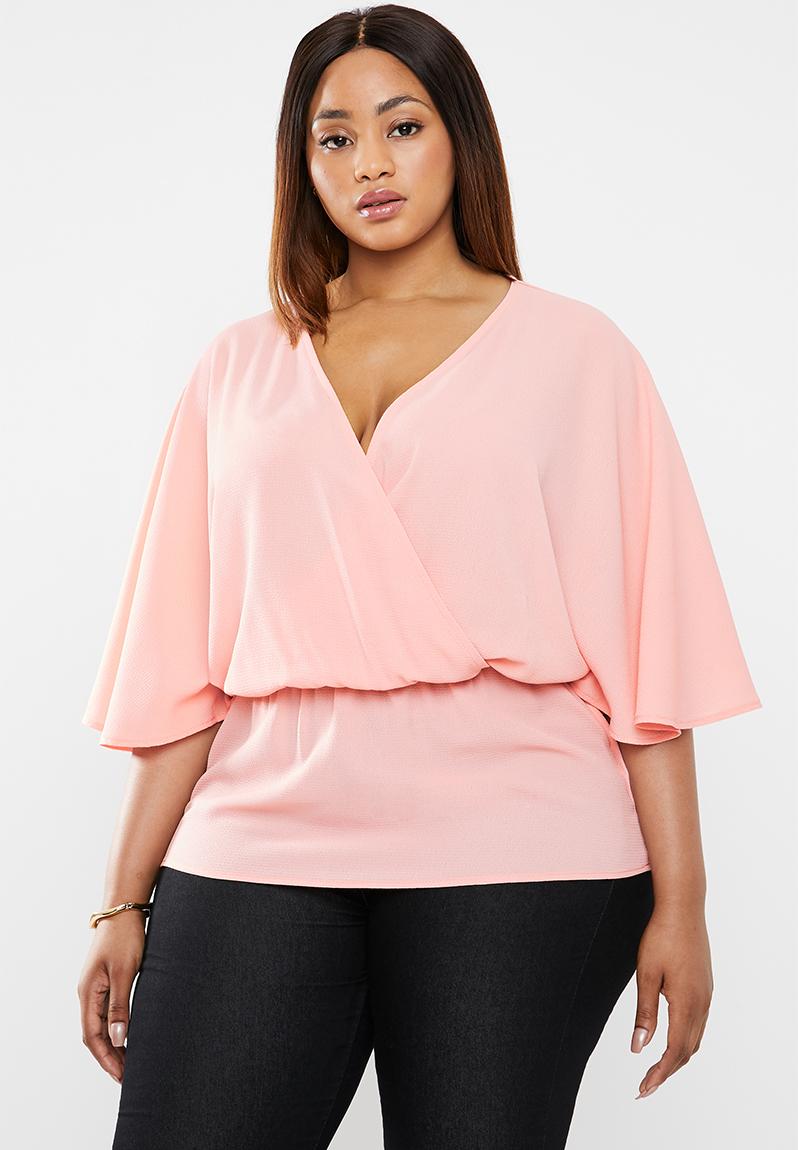 Peplum wrap blouse - mink edit Plus Tops | Superbalist.com