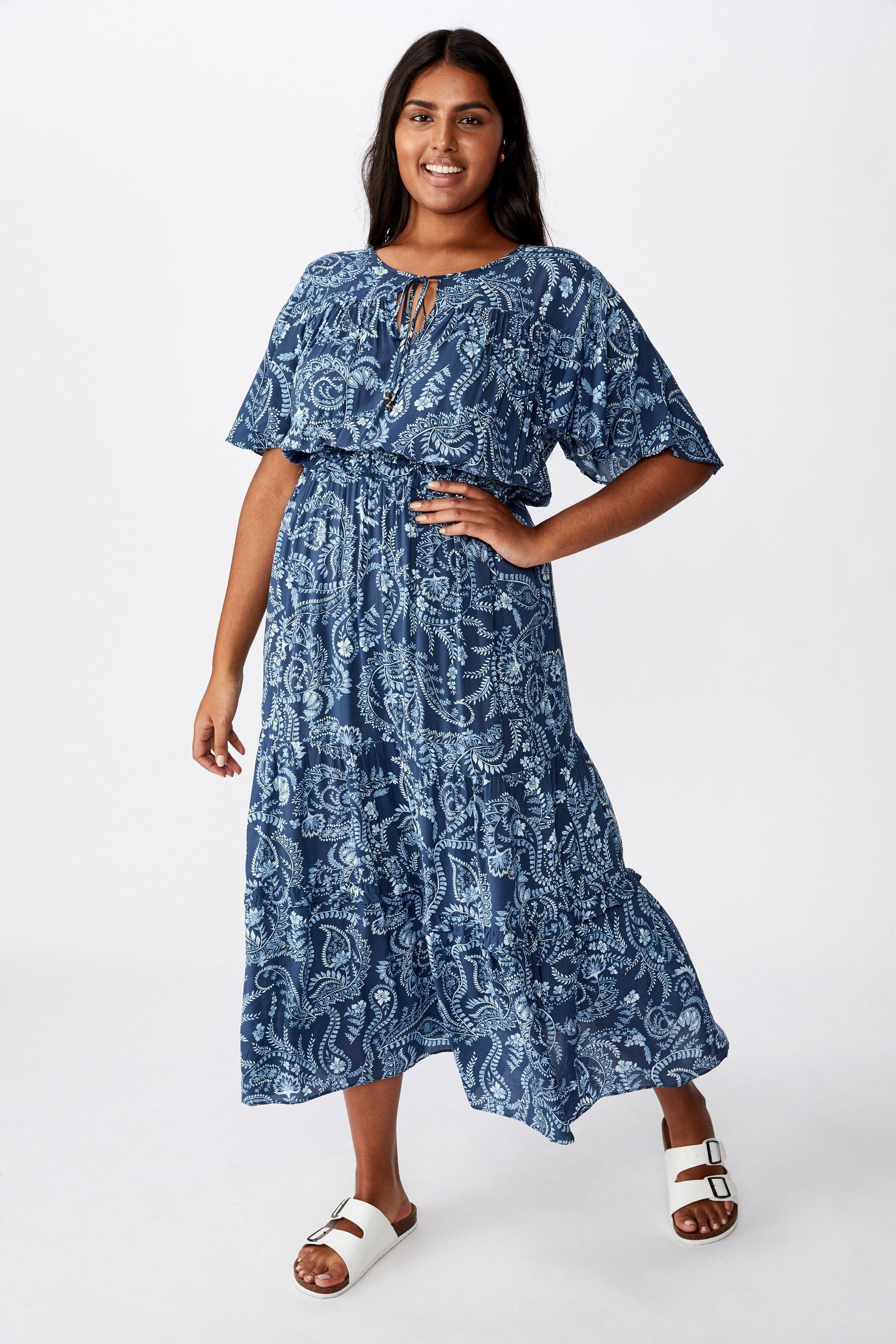 Curve tiered maxi dress cali paisley - mood indigo Cotton On Dresses ...