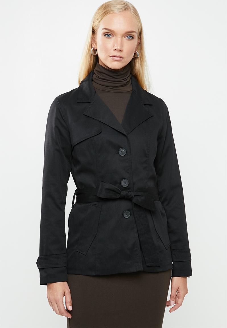 Finesse short trenchcoat - black ONLY Coats | Superbalist.com