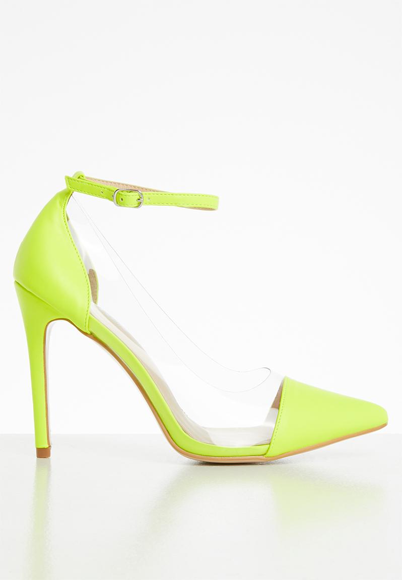 neon yellow low heels
