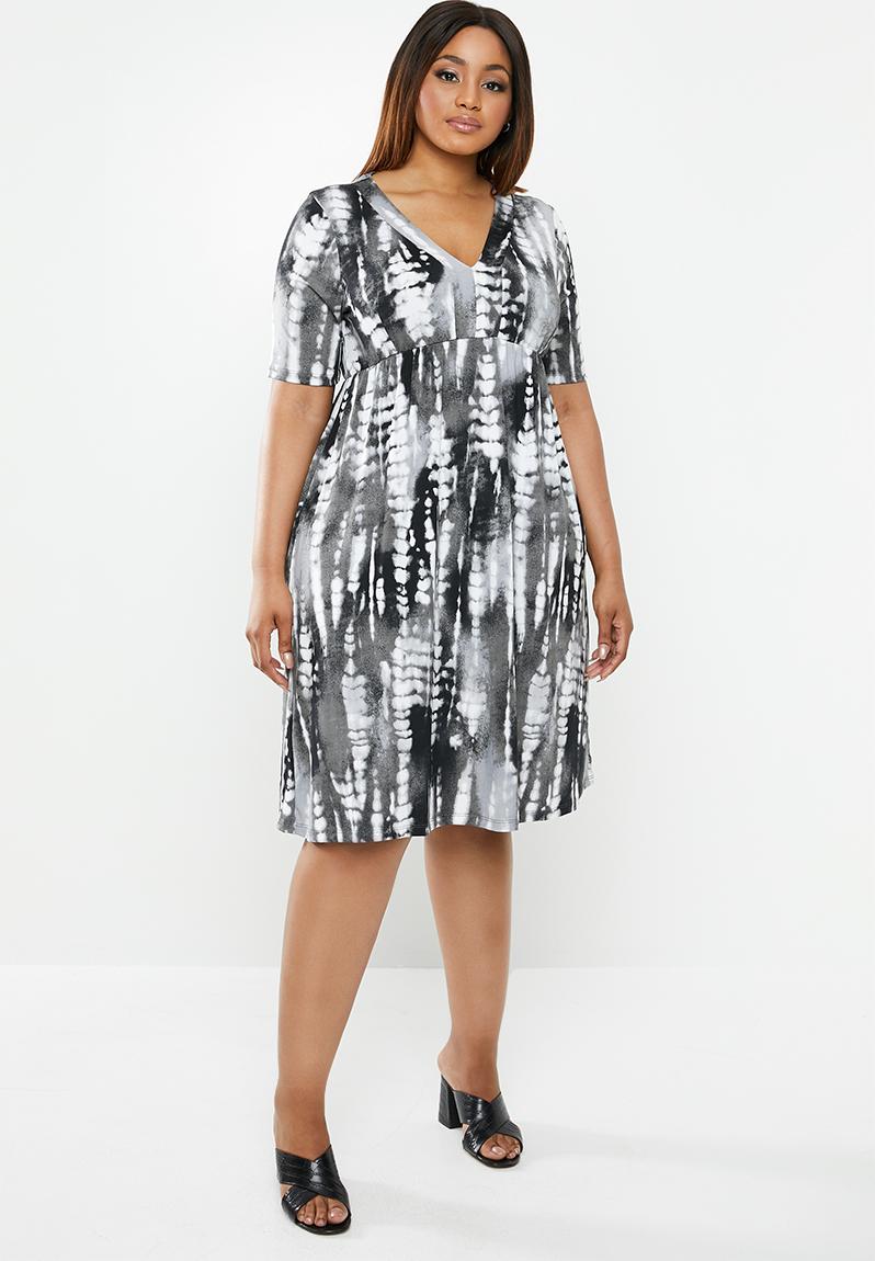 Classic empire line dress  black & white edit Plus Dresses