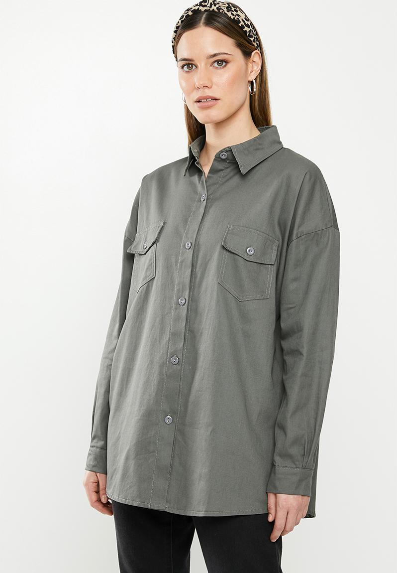 Co ord twill oversized shirt - khaki Missguided Shirts | Superbalist.com