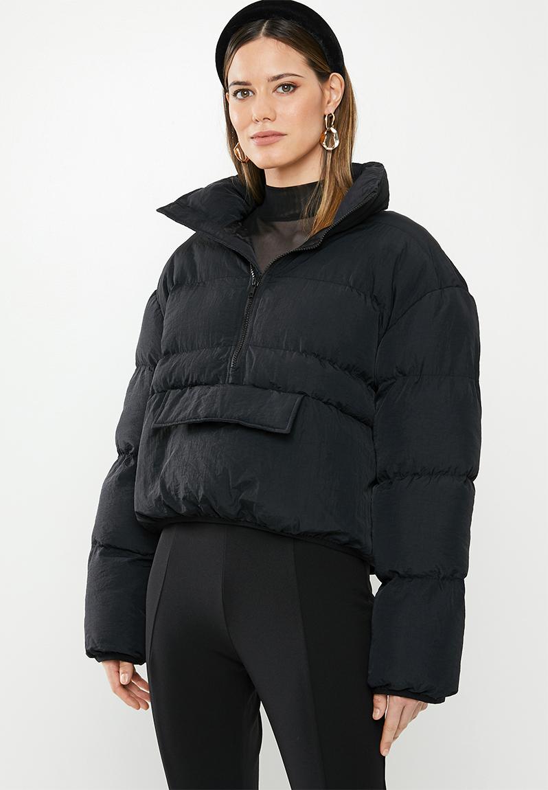 Cropped overhead puffer jacket - black Missguided Jackets | Superbalist.com