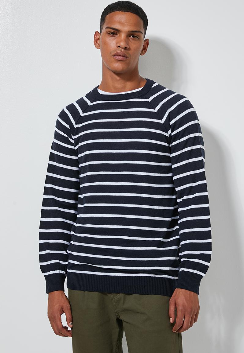 Nautical stripe crew neck knit - navy/white Superbalist Knitwear ...