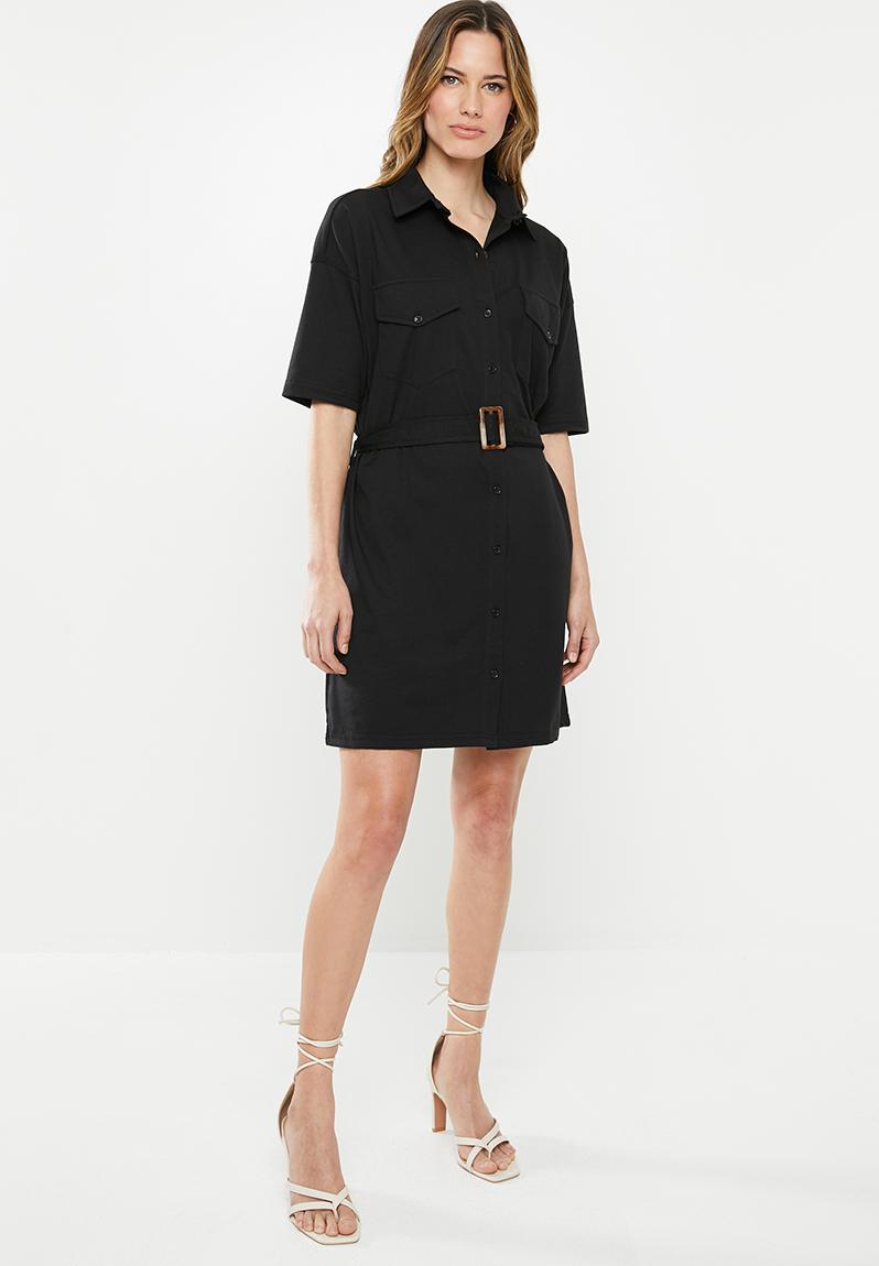 Jersey utility shirt dress - black Missguided Formal | Superbalist.com