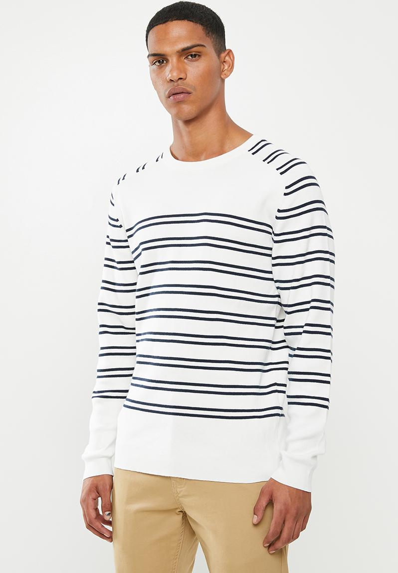 Steve stripe crew sweater - egret Selected Homme Knitwear | Superbalist.com