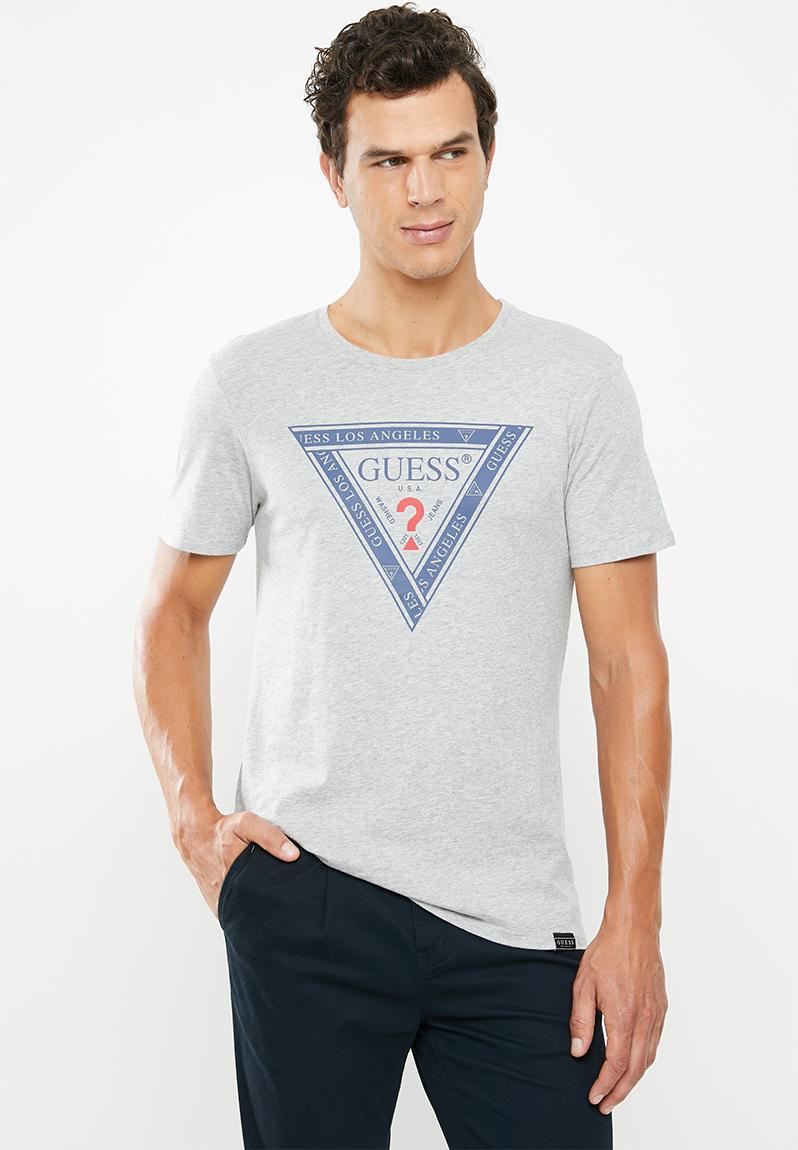 Guess tape triangle short sleeve tee - light grey heather GUESS T ...