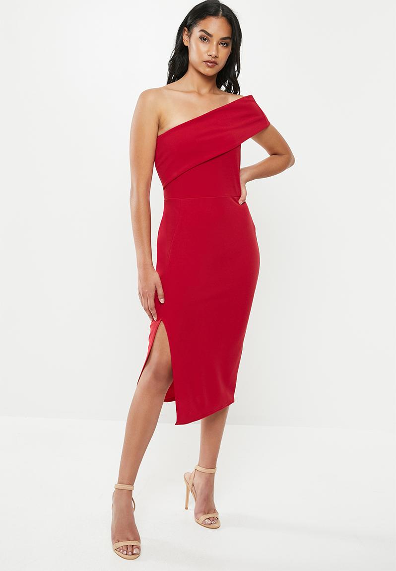 Petite one shoulder midi dress - red Missguided Dresses | Superbalist.com