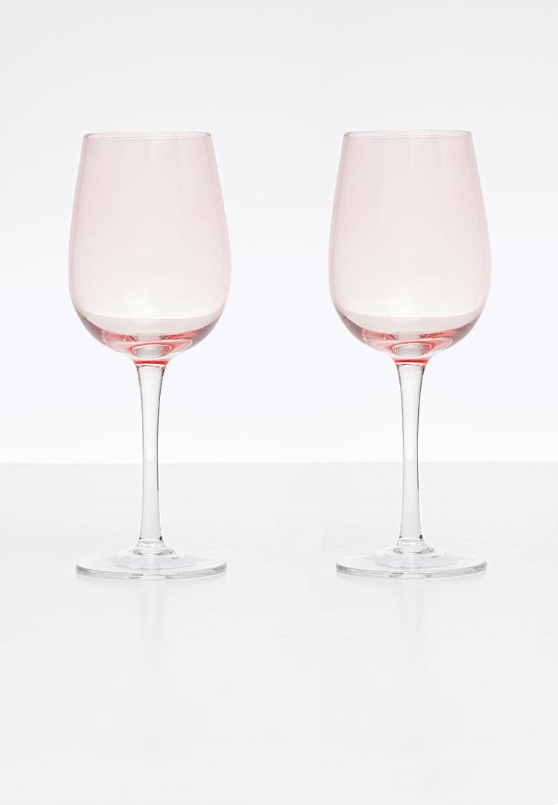 Rose Wine Glass Set Of 2 Pink Excellent Houseware Drinkware 9895