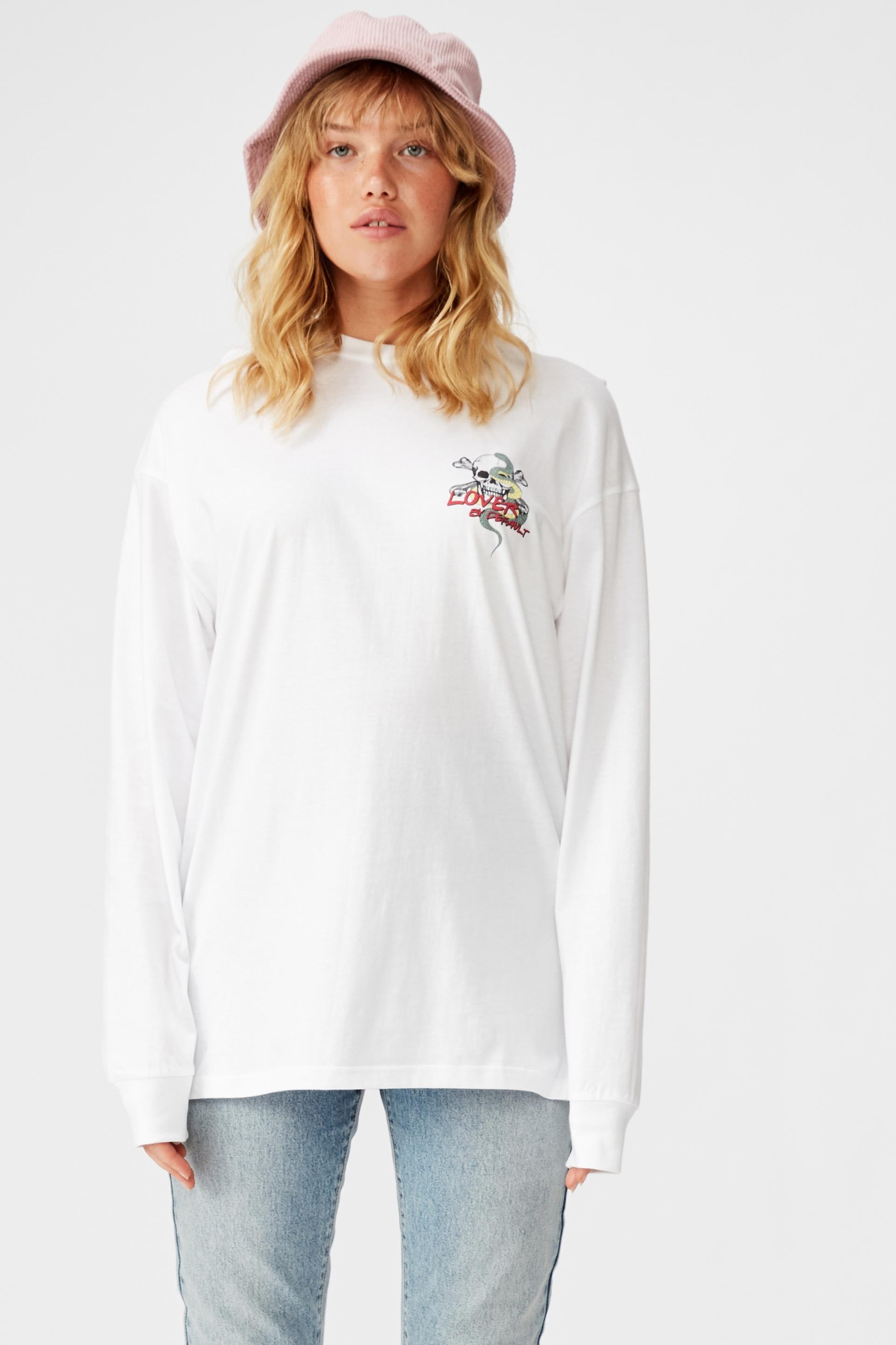 Oversized ls graphic tee skull lover - white Factorie T-Shirts, Vests ...