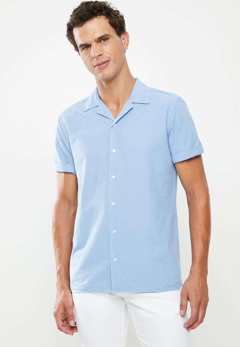 Short sleeve Cuban collar shirt - blue Superbalist Shirts | Superbalist.com