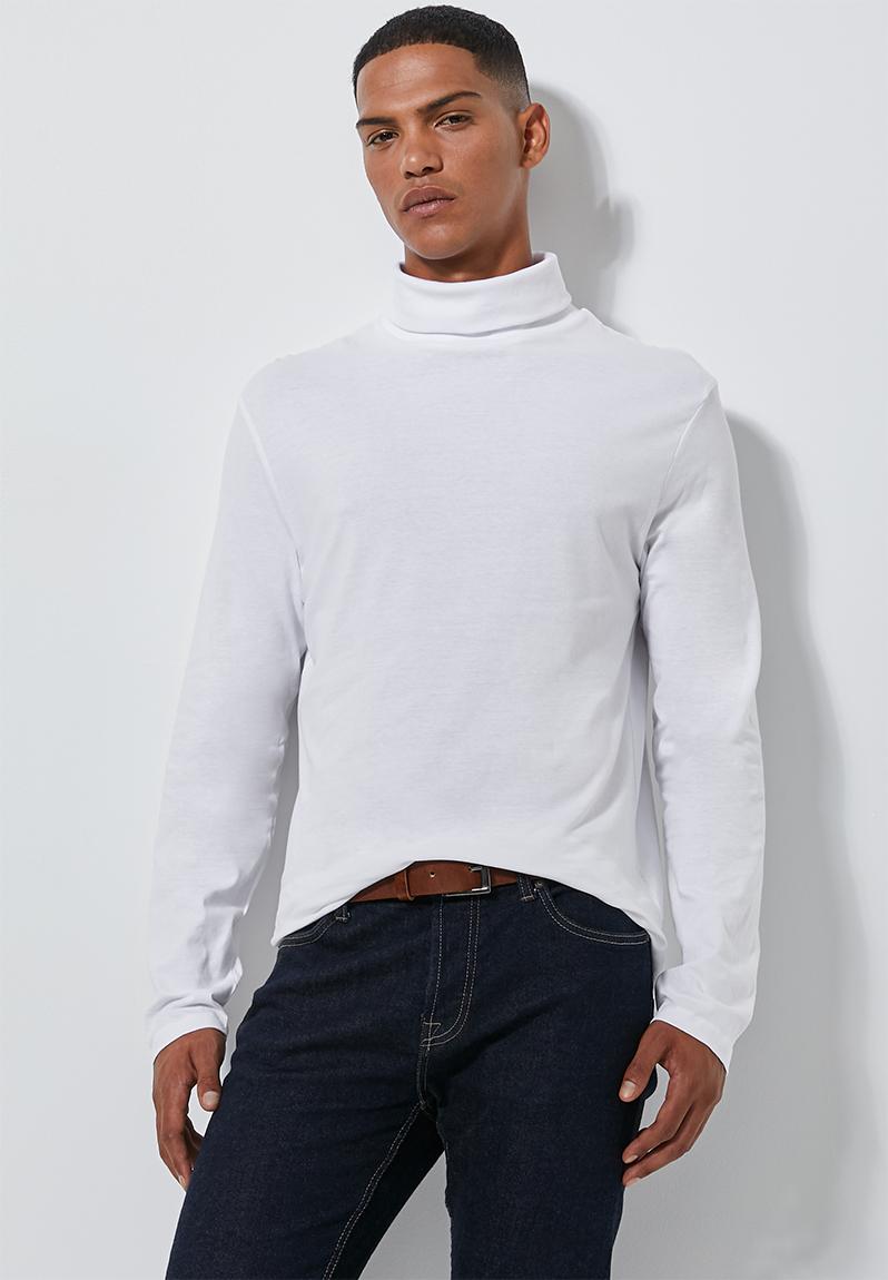 Plain roll neck long sleeve tee - white Superbalist T-Shirts & Vests ...