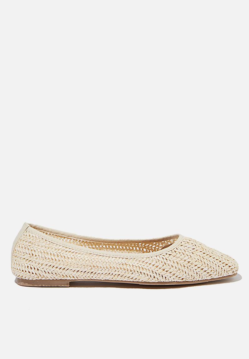 Celia square toe ballet - off white raffia Cotton On Pumps & Flats ...