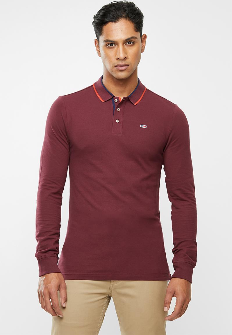 Tjm stretch slim long sleeve polo - burg Tommy Hilfiger T-Shirts ...