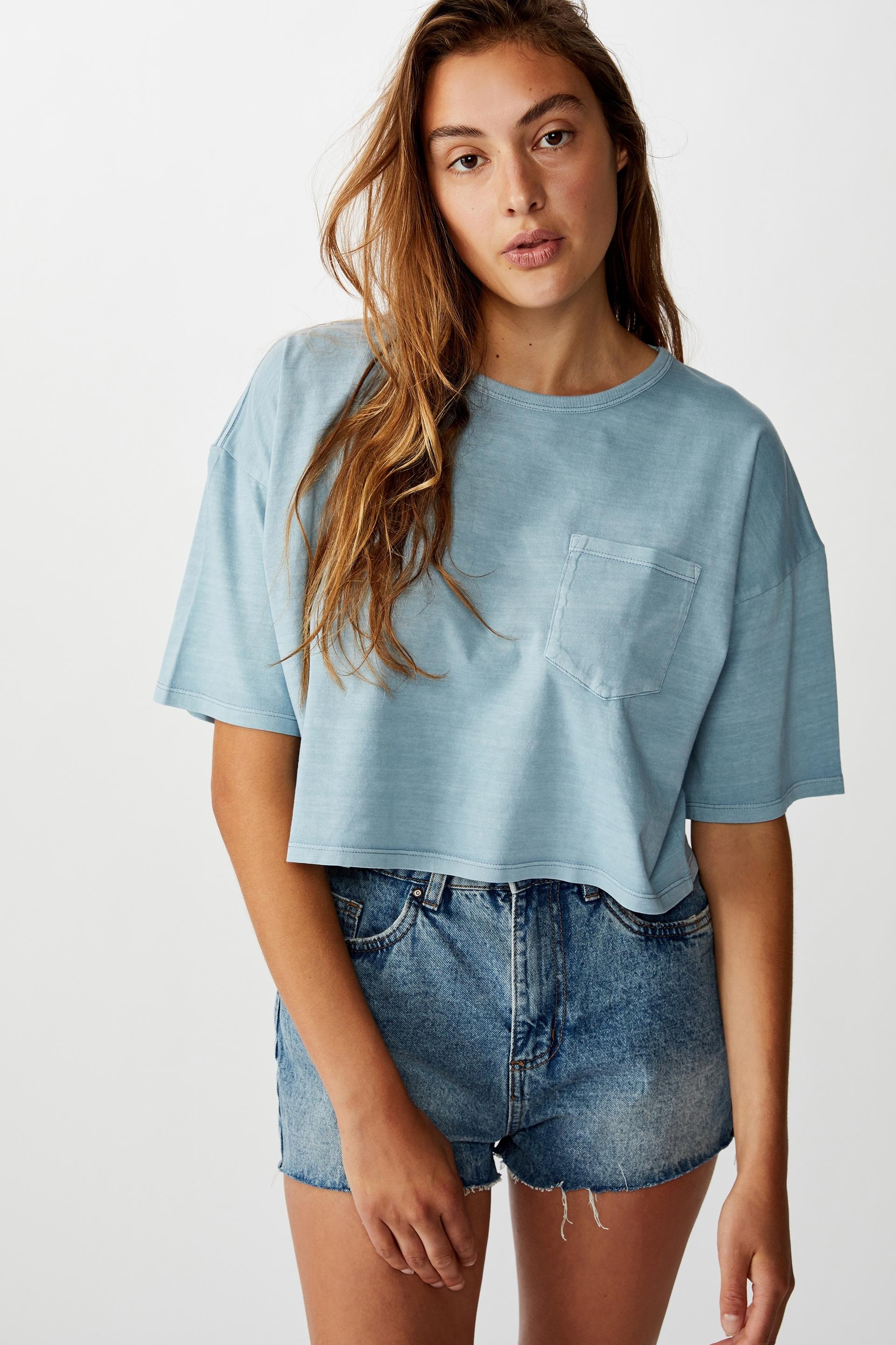 The one slouch pocket tee - washed dusty blue Cotton On T-Shirts, Vests ...