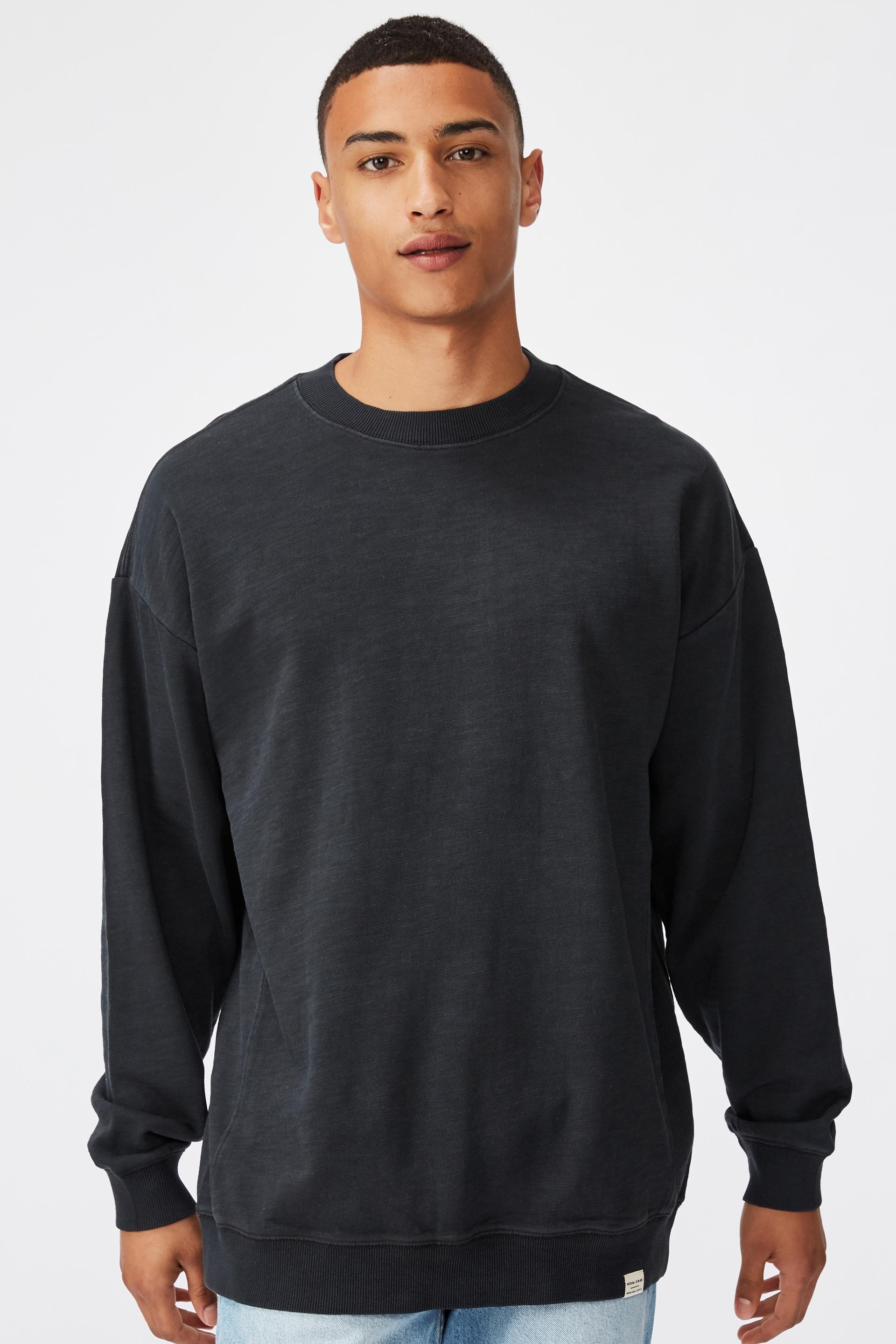Pigment dyed oversized crew - washed black Cotton On Hoodies & Sweats ...