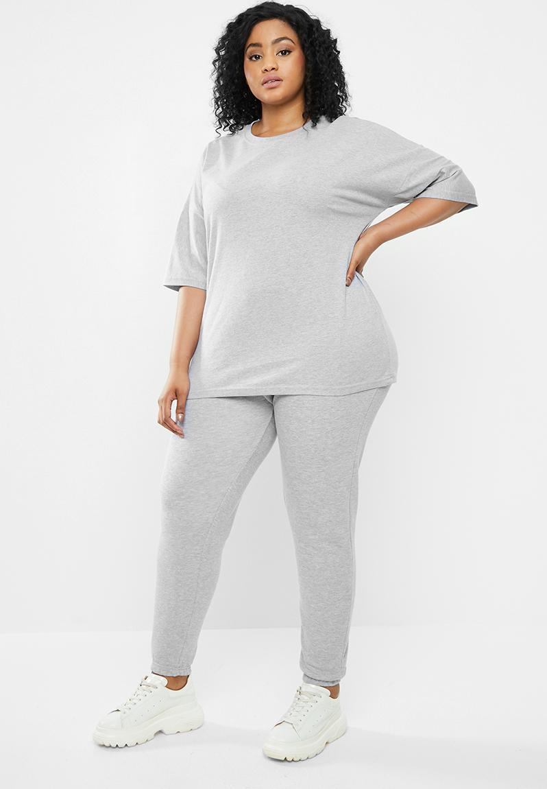 Curve t-shirt jogger co-ord set - grey marle Missguided Bottoms ...