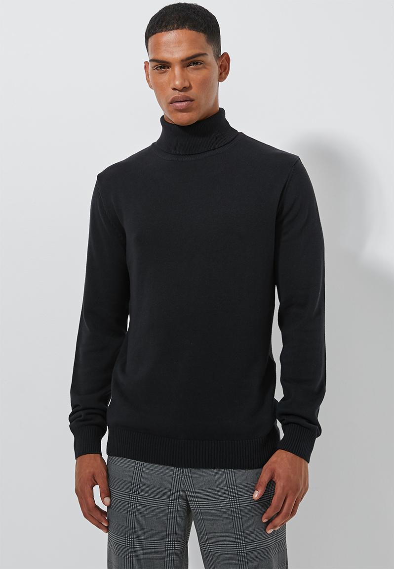 Basic slim fit roll neck knit - black Superbalist Knitwear ...