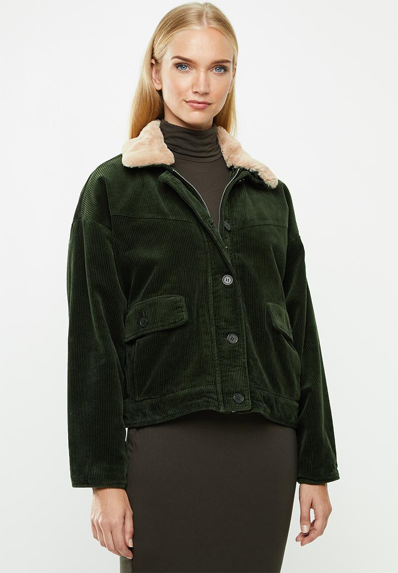 Bitten cord button jacket - forest green ONLY Jackets | Superbalist.com