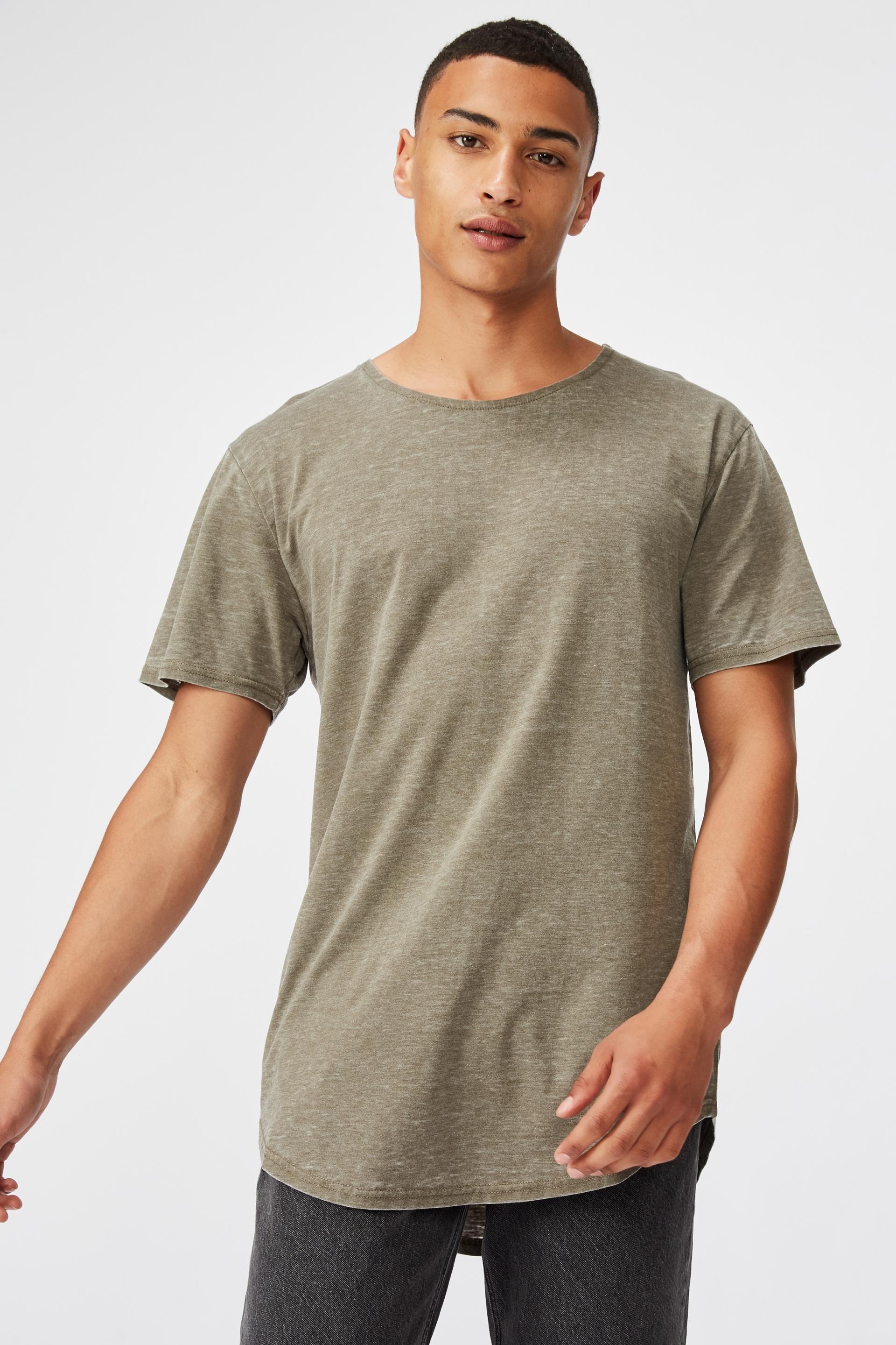 Longline curve hem burnout - washed khaki Cotton On T-Shirts & Vests ...